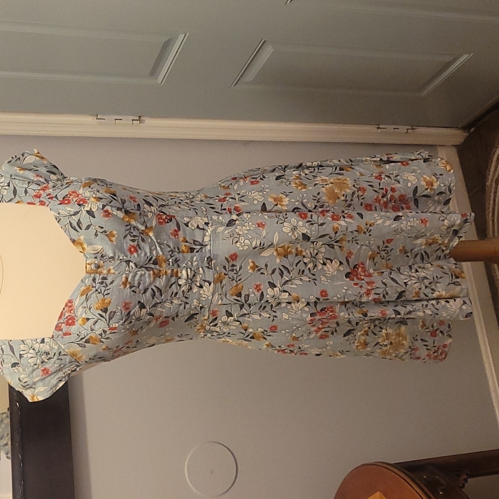Nwot, blue & multi-colored floral midi dress.